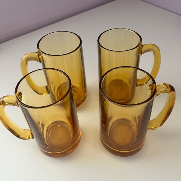 Vintage gorgeous set of glass amber beer mugs— pristine! Father’s Day gift! - Picture 3 of 8
